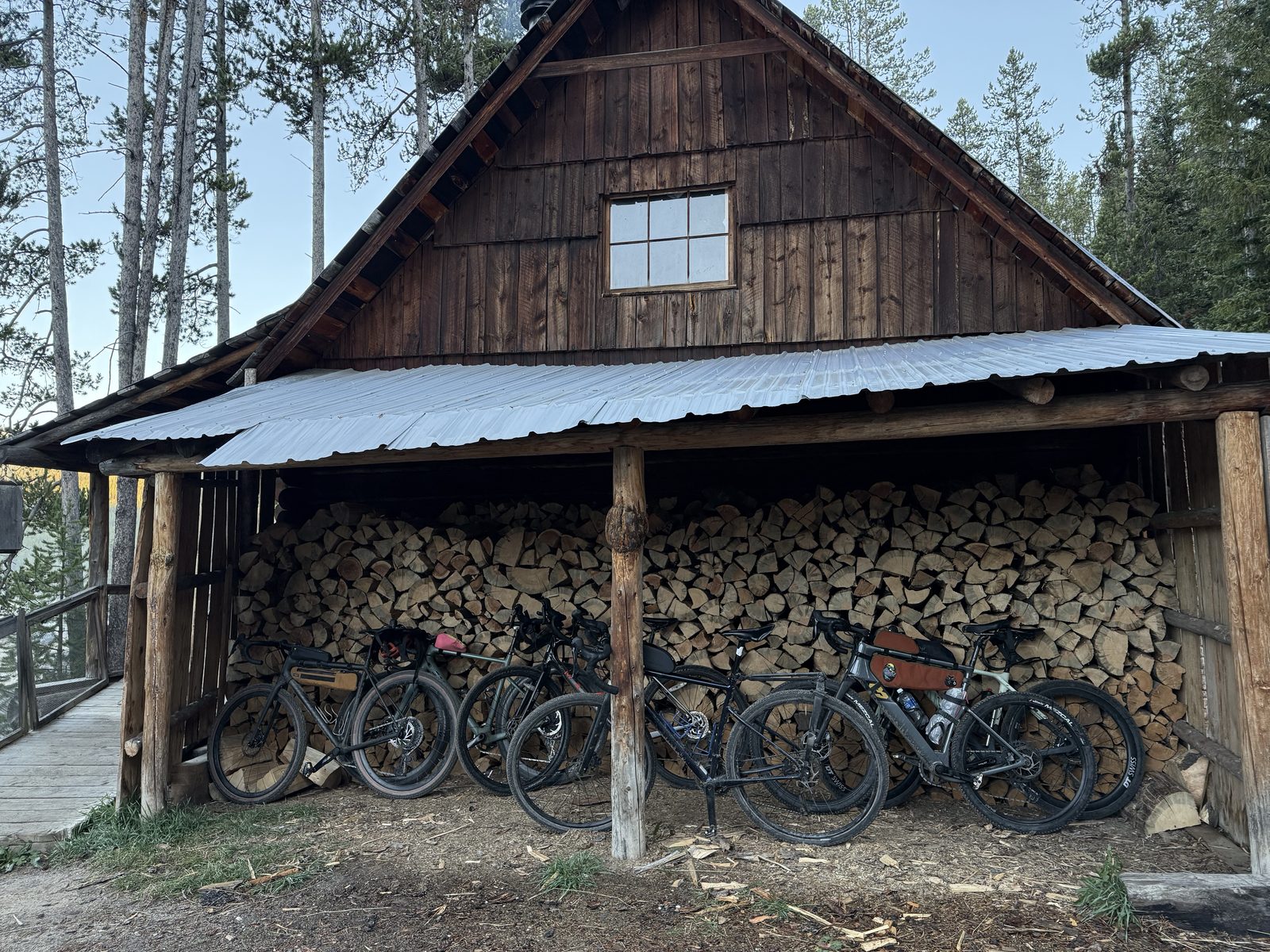 Bikes parked by the woodshed at Burgdorf